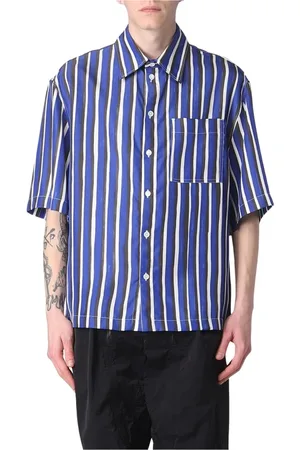 Bottega Veneta Homme, Chemises, Bleu, Taille: M Chemise de Luxe en Soie Rayée