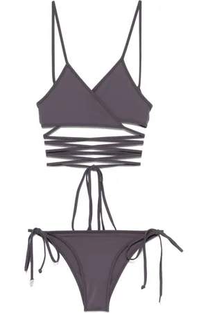 The Attico Femme, Maillots de bain, Gris, Taille: 42 FR Maillots de Bain Gris Beluga Panneau Superposé