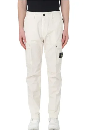 Stone Island Homme, Pantalons, Blanc, Taille: W34 Pantalon Cargo à Poches Multiples