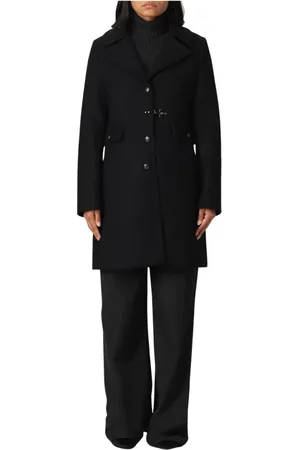 FAY Femme, Manteaux, Noir, Taille: 40 FR Élégant Manteau en Laine avec Boutons Fonctionnels