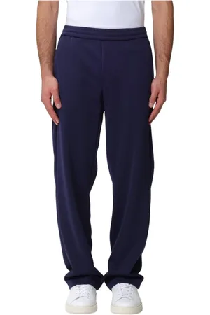 Msgm Homme, Pantalons, Bleu, Taille: M Pantalon de Survêtement en Mélange de Coton Bleu Marine