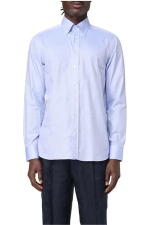 Etro Homme, Chemises, Bleu, Taille: XL Chemise Blanche Élégante en Coton