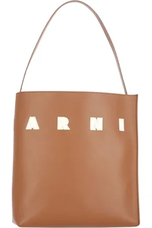 Marni Femme, Sacs, Brun, Taille: ONE Size Élégant Sac Fourre-Tout en Cuir avec Logo Brodé