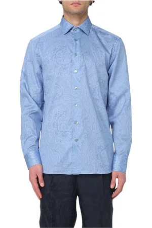 Etro Homme, Chemises, Bleu, Taille: XL Chemise Bleue à Imprimé Paisley