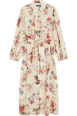 Max Mara Femme, Robes, , Taille: 38 FR Robe en soie florale avec manches bouffantes