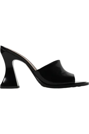Bottega Veneta Femme, Chaussures, Noir, Taille: 37 1/2 EU Sandales à Talons en Cuir Verni Noir