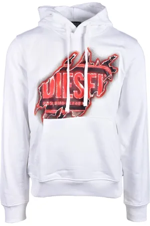 Diesel Homme, Sweatshirts et sweats à capuche, Blanc, Taille: M Pull en maille de coton