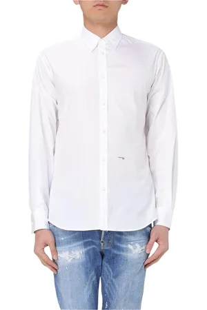 Dsquared2 Homme, Chemises, Blanc, Taille: L Chemise Noire en Popeline à Manches Longues