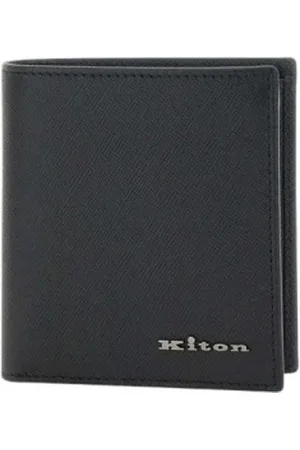 Kiton Homme, Accessoires, Noir, Taille: ONE Size Portefeuille Bifold en Cuir Noir