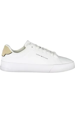 Tommy Hilfiger Homme, Chaussures, Blanc, Taille: 46 EU Baskets en polyester blanc pour hommes