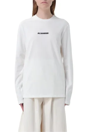 Jil Sander Femme, Tops, Blanc, Taille: 36 FR Tee Logo Blanc pour Femmes