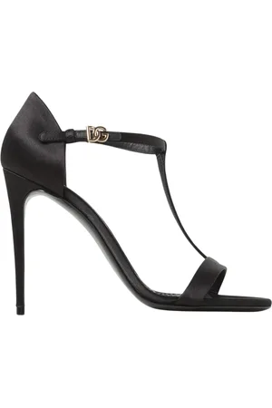 Dolce & Gabbana Femme, Chaussures, Noir, Taille: 40 EU Sandales à Talon en Satin Noir