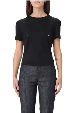 MUGLER Femme, Tops, Noir, Taille: 40 FR T-shirt à Manches Courtes avec Détail Piercing