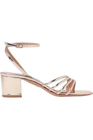 Aquazzura Femme, Chaussures, Jaune, Taille: 40 EU Sandales Plates à Bride Cheville en Or