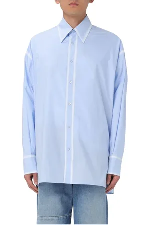 Maison Margiela Homme, Chemises, Bleu, Taille: S Chemise Popeline Bleue avec Piping