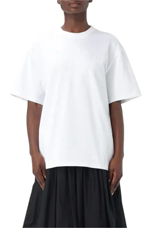 Ganni Femme, Tops, Blanc, Taille: 38 FR Cœur Brodé T-shirt Blanc