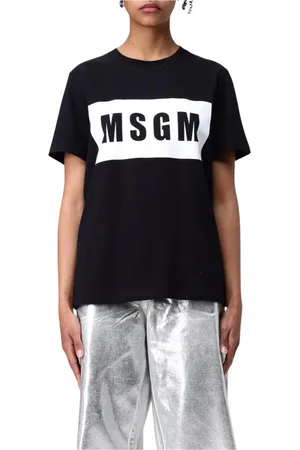 Msgm Femme, Tops, Noir, Taille: 42 FR T-shirt noir à manches courtes pour femmes