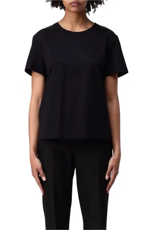 Max Mara Femme, Tops, Noir, Taille: 40 FR T-shirt noir en coton à manches courtes