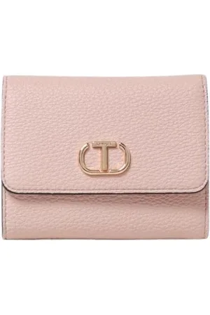 Twin-Set Femme, Accessoires, Rose, Taille: ONE Size Portefeuille Trifold en Cuir Rose