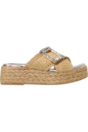 Roger Vivier Femme, Chaussures, , Taille: 39 EU Sandales compensées en paille crème
