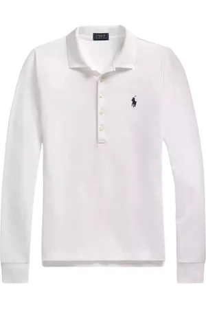 Ralph Lauren Femme, Tops, Blanc, Taille: 38 FR T-shirt à manches longues blanc en coton avec logo