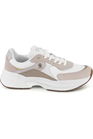 Tommy Hilfiger Femme, Chaussures, Multicolore, Taille: 41 EU Baskets Casual en Cuir Blanc