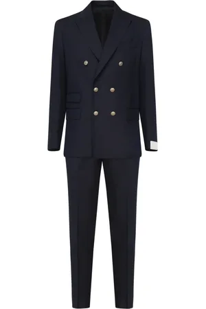 ELEVENTY Homme, Costumes, Bleu, Taille: 2XL Pantalon Bleu Marine à Revers Pointe Double Boutonnage