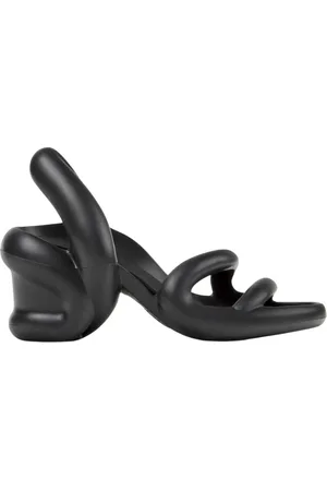 Camper Femme, Chaussures, Noir, Taille: 37 EU Sandales plates noires en caoutchouc sculpté