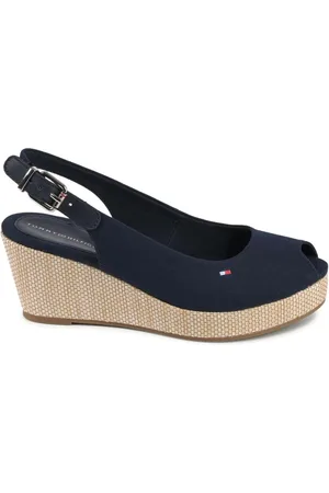 Tommy Hilfiger Femme, Chaussures, Bleu, Taille: 36 EU Chaussures Compensées Bleues en Coton et Cuir