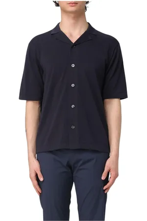 Aspesi Homme, Chemises, Bleu, Taille: S Chemise bleue à manches courtes à col