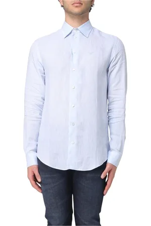 Emporio Armani Homme, Chemises, Bleu, Taille: XL Chemise Blanche Classique Style Élégant