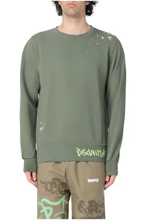DISCLAIMER Homme, Sweatshirts et sweats à capuche, Vert, Taille: M Pull col rond éclaboussures vertes