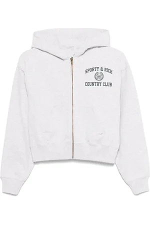 Sporty & Rich Femme, Sweatshirts et sweats à capuche, Gris, Taille: 38 FR Sweat à Capuche Gris avec Fermeture Éclair