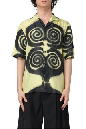 Nanushka Homme, Chemises, Multicolore, Taille: S Chemise Verte Spiral Spray Manches Courtes