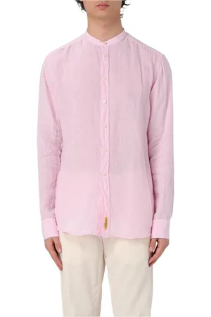B.D.BAGGIES Homme, Chemises, Rose, Taille: XL Chemise Casual en Lin Blanc Col Mandarin