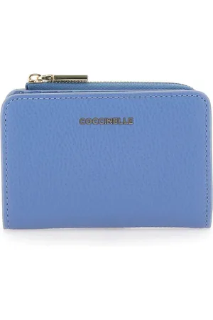 Coccinelle Femme, Accessoires, Bleu, Taille: ONE Size Portefeuille en cuir grainé avec finition métallique