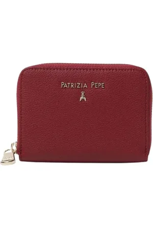 Patrizia Pepe Femme, Accessoires, Rouge, Taille: ONE Size Portefeuille Compact en Cuir