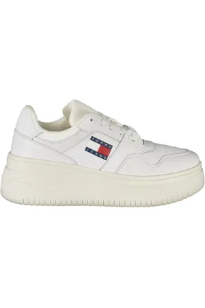 Tommy Hilfiger Femme, Chaussures, Blanc, Taille: 36 EU Baskets Blanches en Cuir à Semelle Épaisse
