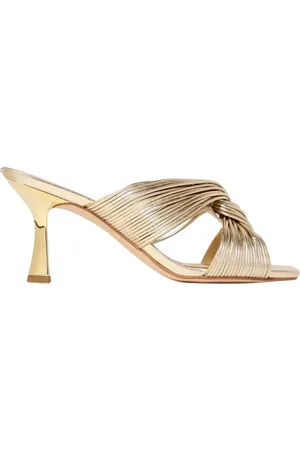 Michael Kors Femme, Chaussures, Jaune, Taille: 37 EU Sandales à Talons Dorés avec Finition Métallique