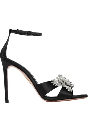 Aquazzura Femme, Chaussures, Noir, Taille: 38 EU Sandales à talons ornées de cristaux