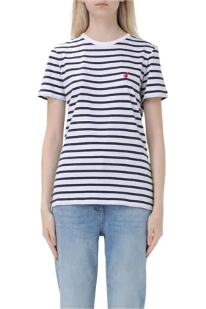 save the duck Femme, Tops, Multicolore, Taille: 42 FR T-shirt en Coton Rayé Élégant Confortable Blanc