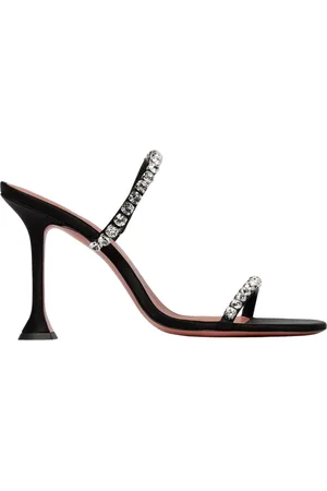 Amina Muaddi Femme, Chaussures, Noir, Taille: 38 EU Sandales à talons ornées de cristaux