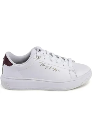 Tommy Hilfiger Femme, Chaussures, Blanc, Taille: 40 EU Baskets Casual en Cuir Blanc
