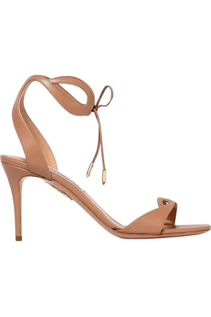 Aquazzura Femme, Chaussures, Rose, Taille: 38 EU Sandales Plates en Cuir Rose