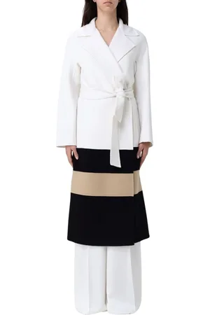 Max Mara Femme, Manteaux, Blanc, Taille: 34 FR Élégant Manteau Midi en Laine Blanc