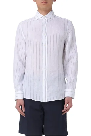Brunello Cucinelli Homme, Chemises, Blanc, Taille: XL Chemise Blanche à Rayures