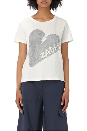 Zadig & Voltaire Femme, Tops, , Taille: 42 FR Tee-shirt Graphique Cœur Jaune Crème
