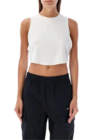 Nike Femme, Tops, Blanc, Taille: 42 FR Débardeur Côtelé