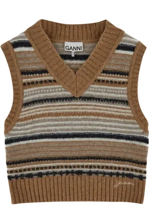 Ganni Femme, Pulls, Multicolore, Taille: 42 FR Maille encolure en V
