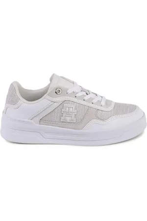 Tommy Hilfiger Femme, Chaussures, Blanc, Taille: 37 EU Baskets en Cuir Blanc